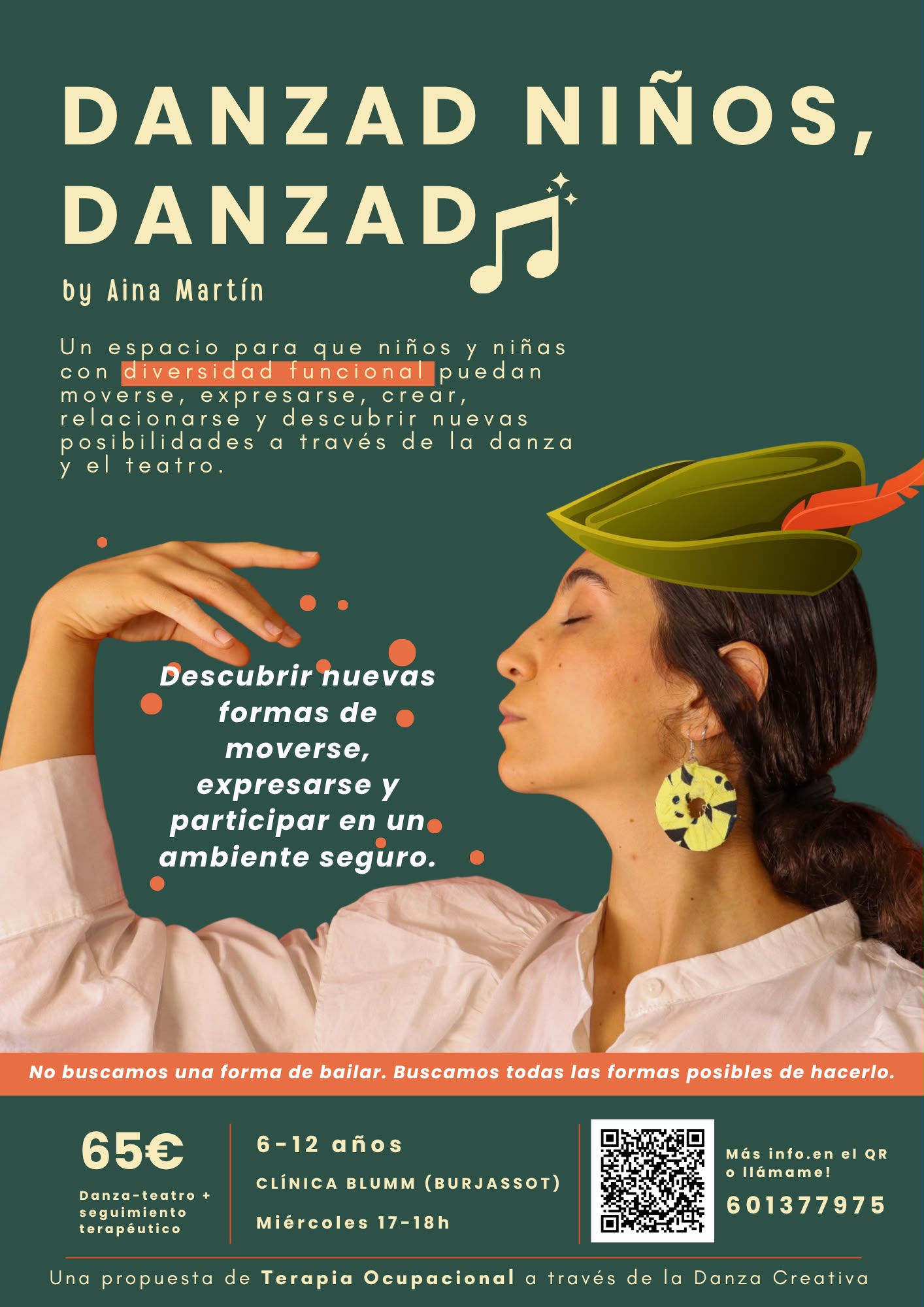 Cartel del taller Danzad niños, danzad, con Aina Martín